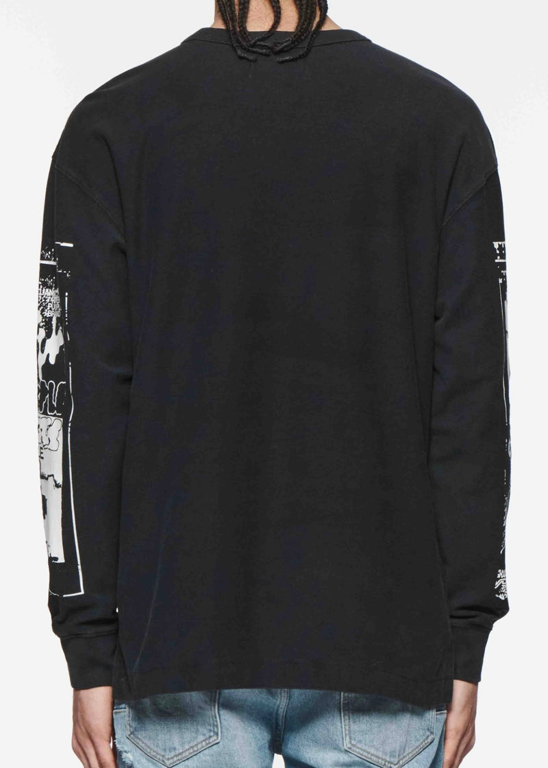 Purple Brand Textured Black L/S Tee