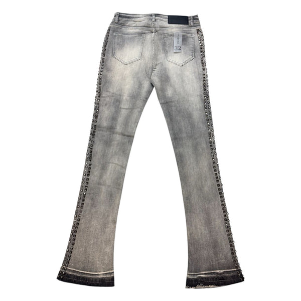 W By Waimea “Studded” Antique Grey Flare Jeans