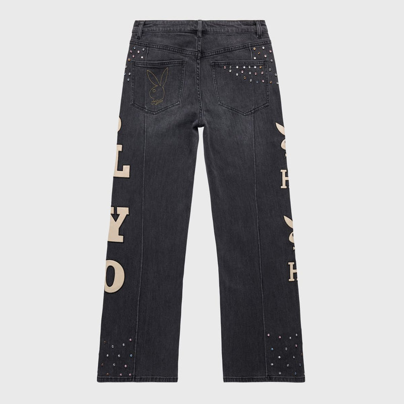 Homme Femme Black Playboy Flare Jeans