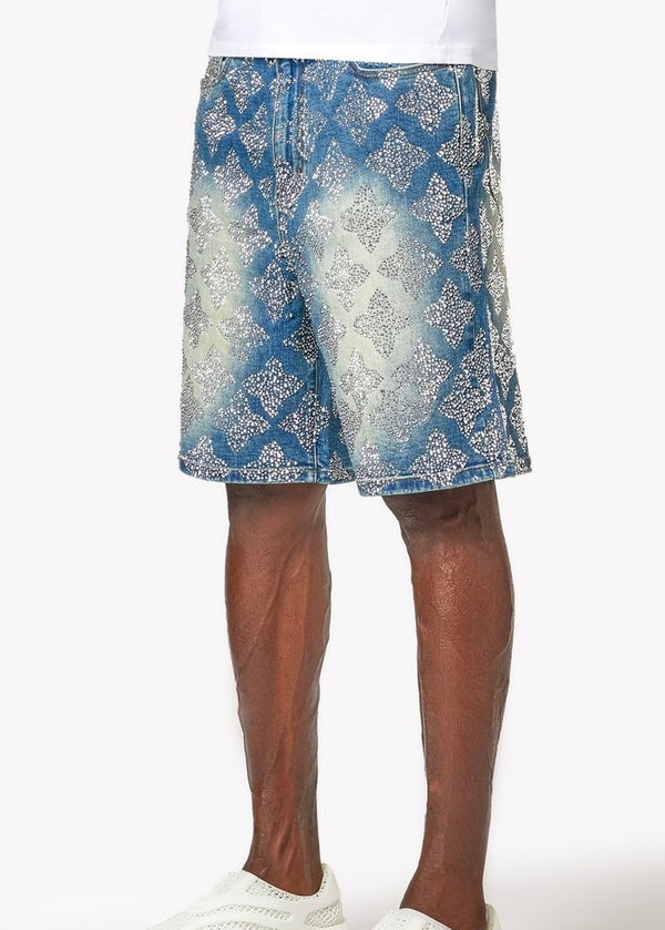 Guapi Vintage Blue Embellished Denim Shorts