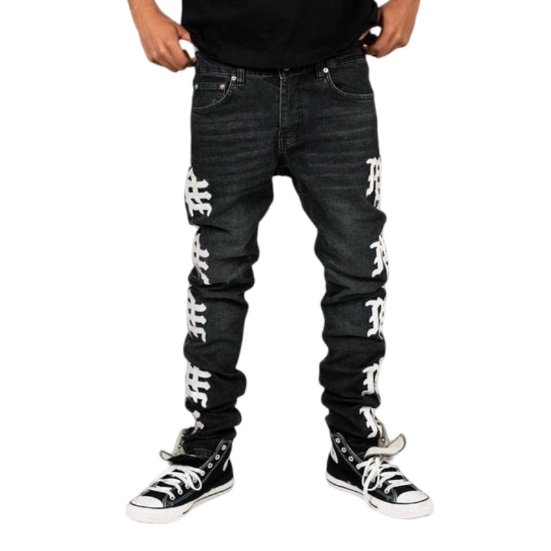 Mixed Emotion “Monogram” Black Wash Jeans