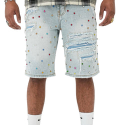 Preme “Colored Gems” Rip & Repair Shorts