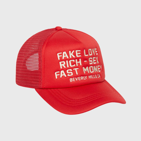 Homme Femme “Fake Love” Trucker Hat In Red