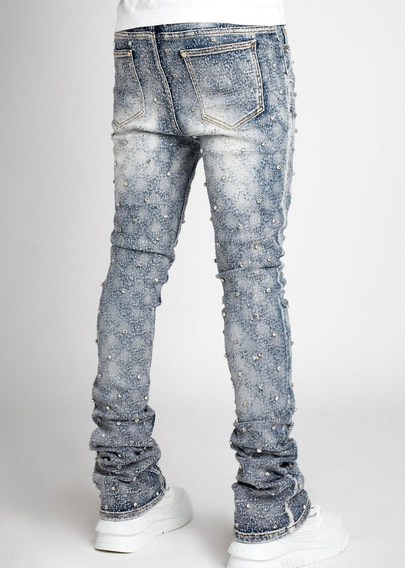 Guapi Aqua Blue Embellished Jeans