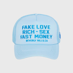 Homme Femme “Fake Love” Trucker Hat In Baby Blue
