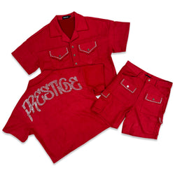 Prestige Red Rhinestone Short Set