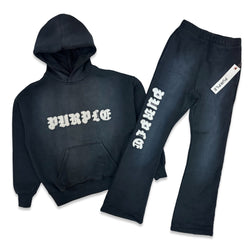 Purple Brand Black Flared Jogging Set