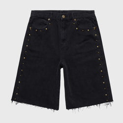 Homme Femme Studded Denim Black Shorts