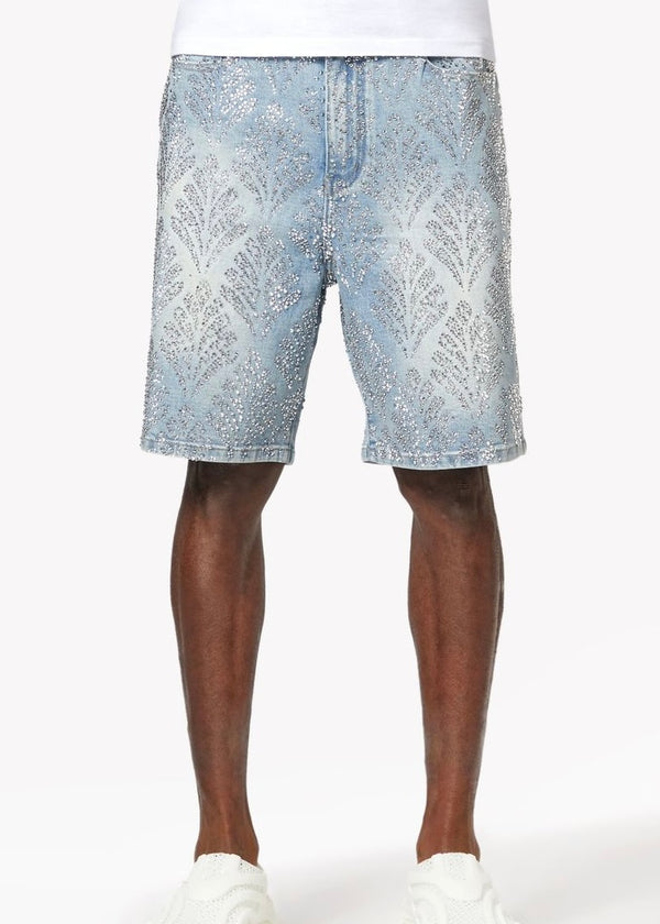 Guapi Aqua Blue Embellished Denim Shorts