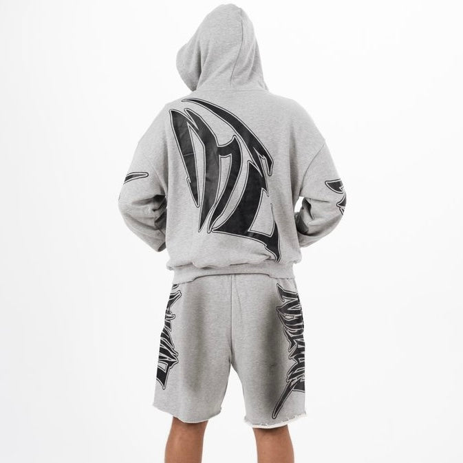 Mixed Emotion “Slashed” Grey Short Set