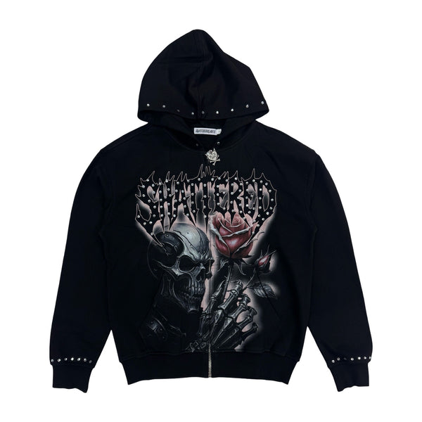 Shattered Hearts “Shiny Roses” Black Hoodie