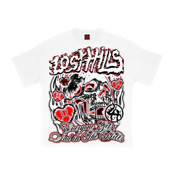 Lost Hills Skull SB White Tee