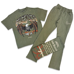 Gunzinii Eagle Olive T-shirt Flare Set