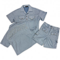Prestige Sky Blue Rhinestone Short Set