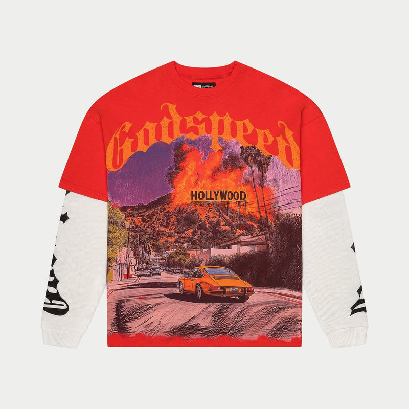 Godspeed “Los Scandalous” Layered Red L/S Tee
