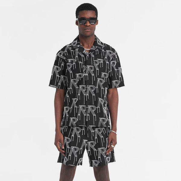 Represent Black Embroidered Initial Short Set