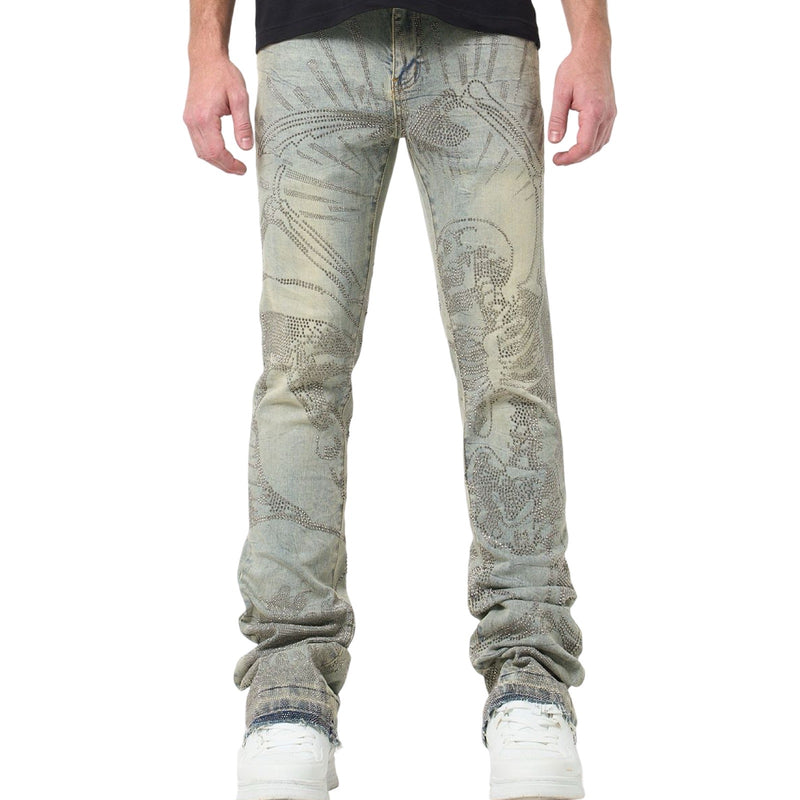W By Waimea “Revolt Rhinestone” Flare Jeans