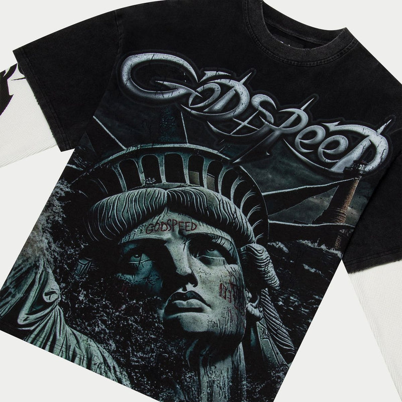 Godspeed “Sunken Liberty 2” Layered Black L/S Tee