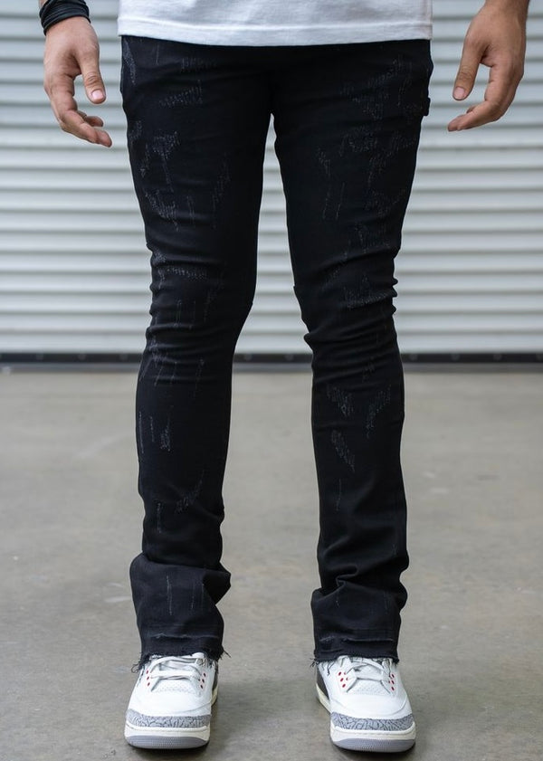 Damati Naqab Black Stacked Jeans (DMT-24-005)