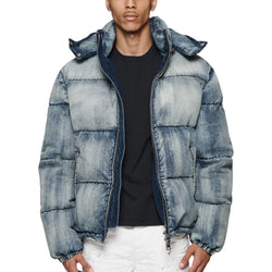 Purple Brand Mid Indigo Denim Puffer Jacket