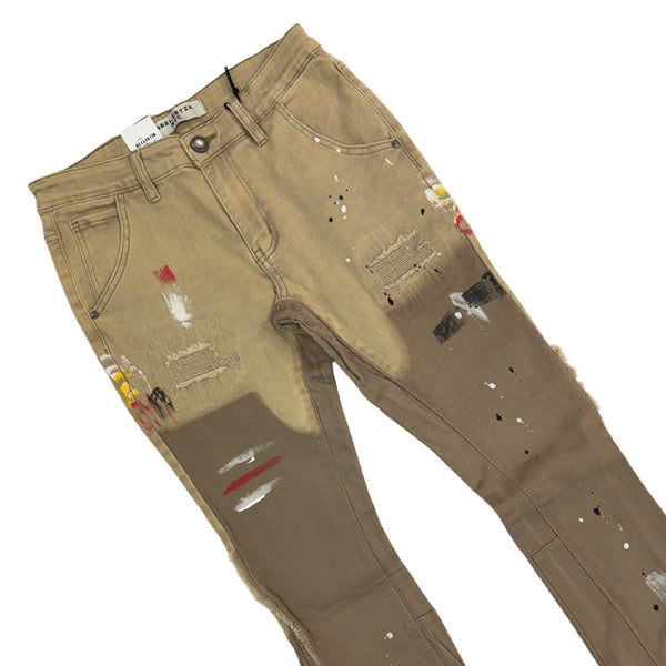 Reelistik Splatter Tan Stacked Jeans (RST5061-3)