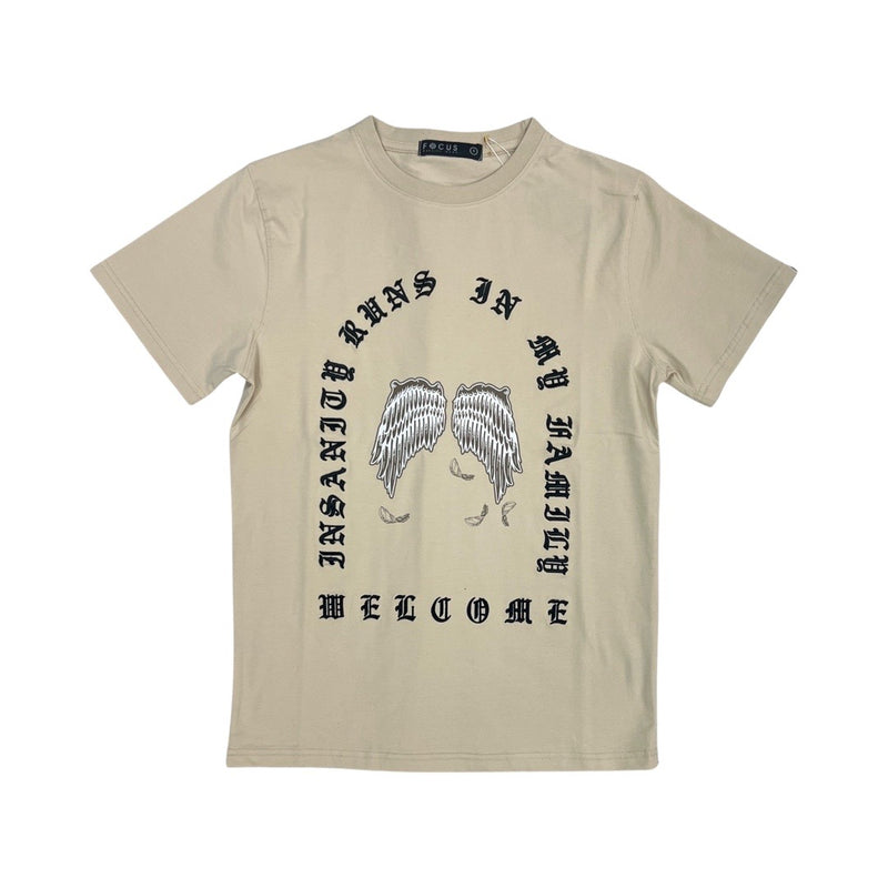 Focus Wing Lettering Beige Tee