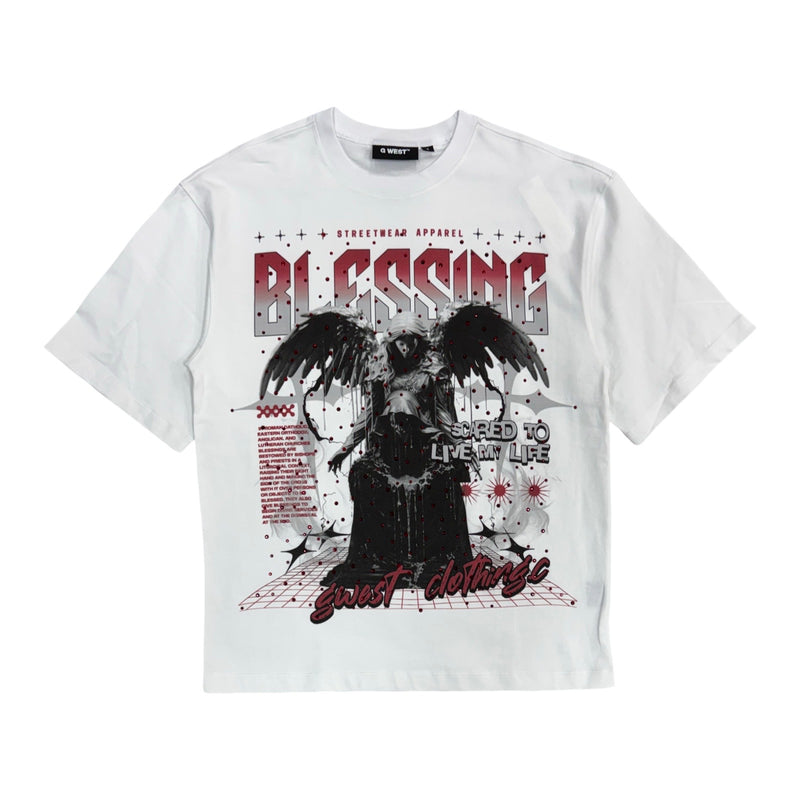 G West “Live My Life” Stones White Tee