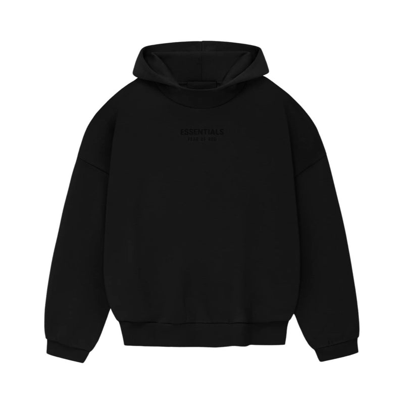 Fear Of God Essentials Jet Black Logo Hoodie