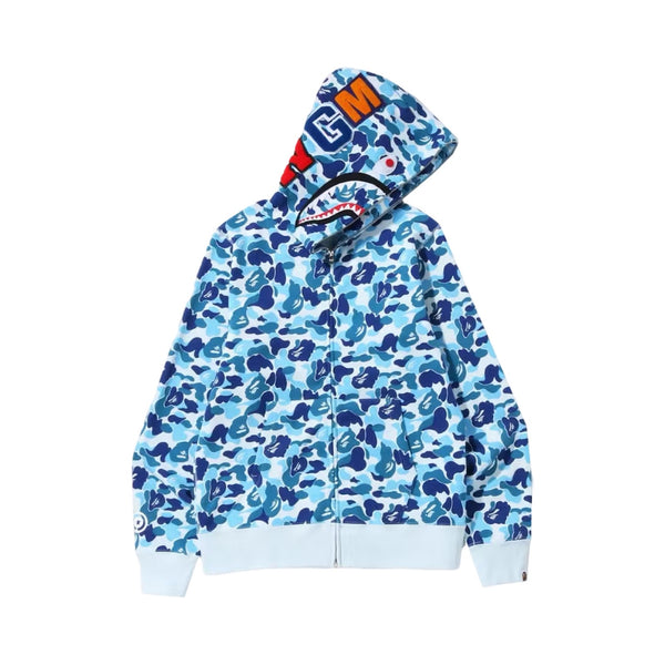 BAPE ABC Blue Camo Shark Full Zip Up Hoodie