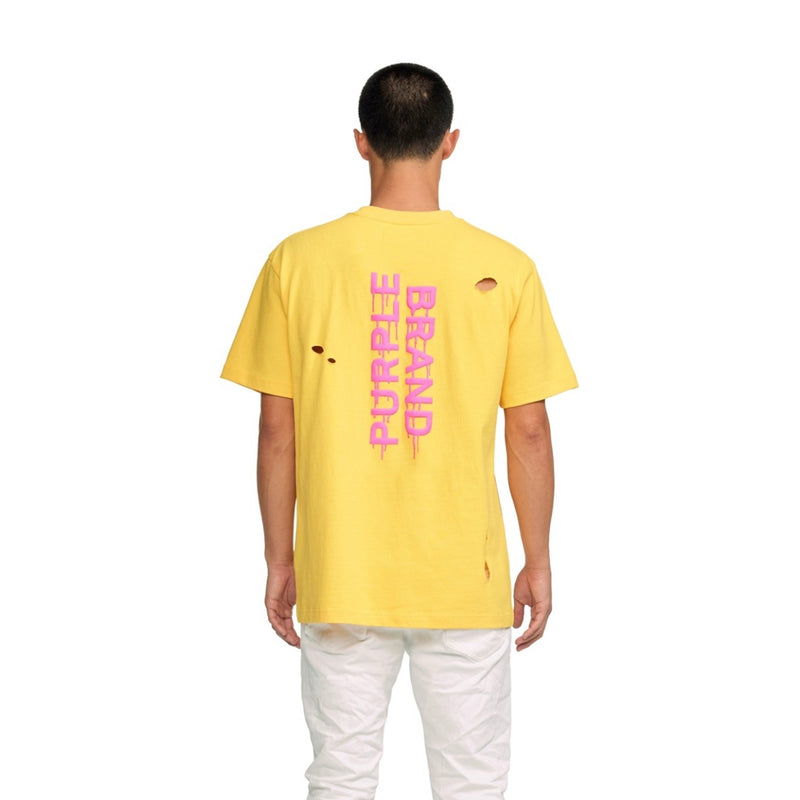 Purple Brand Textured Shattered Yellow S/S Tee