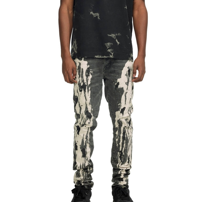 Purple Brand Black Spill Bleach Jeans