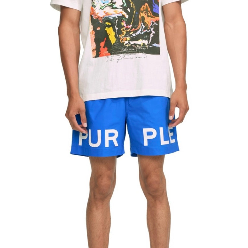 Purple Brand Nylon All Round Water Print Blue Short