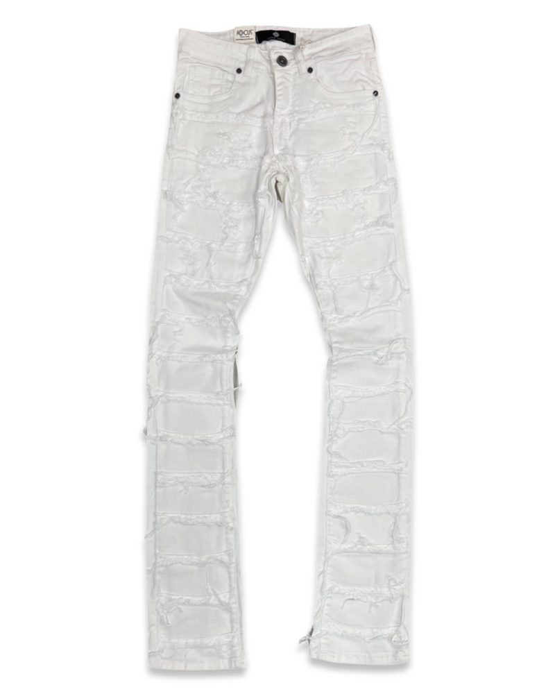 Focus Repeat White Stacked Jeans (3364)