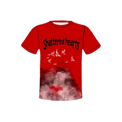 Shattered Hearts Clouds Red Tee