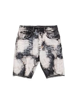 Purple Brand Black Bleached Out Splatter Shorts