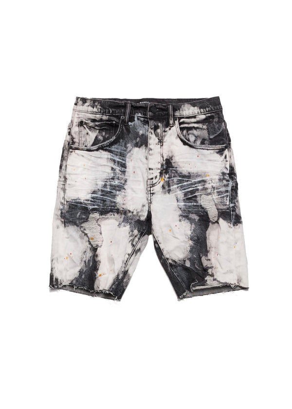 Purple Brand Black Bleached Out Splatter Shorts