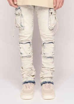 Pheelings “Never Look Back” Sand Cargo Flare Jeans