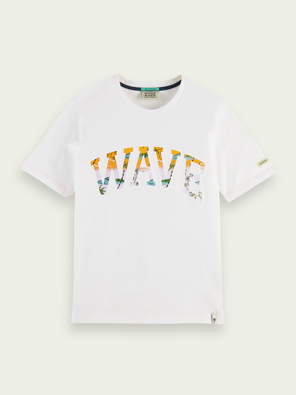 Scotch&Soda Wave Logo Tee In White (166049)