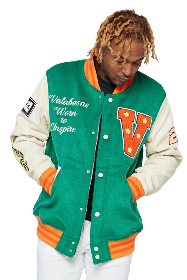 Valabasas “Track Team” Green Varsity Jacket