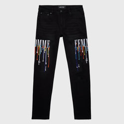 Homme Femme Letterman Drip Jeans (Black)