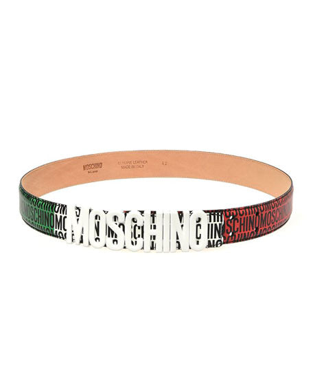 Tri Color Belt In Leather With Logo