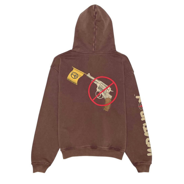 Wrathboy Stop Greed Retro Brown Hoodie