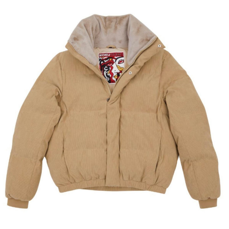 Roku Mercer Khaki Corduroy Puffer Jacket