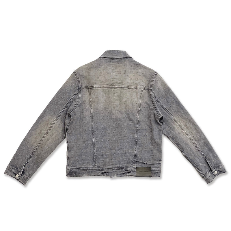 Purple Brand Washed Grey Jacquard Trucker Jacket