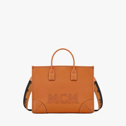 MCM Munchen Large Tote In Spanish Calf Leather (Cognac)