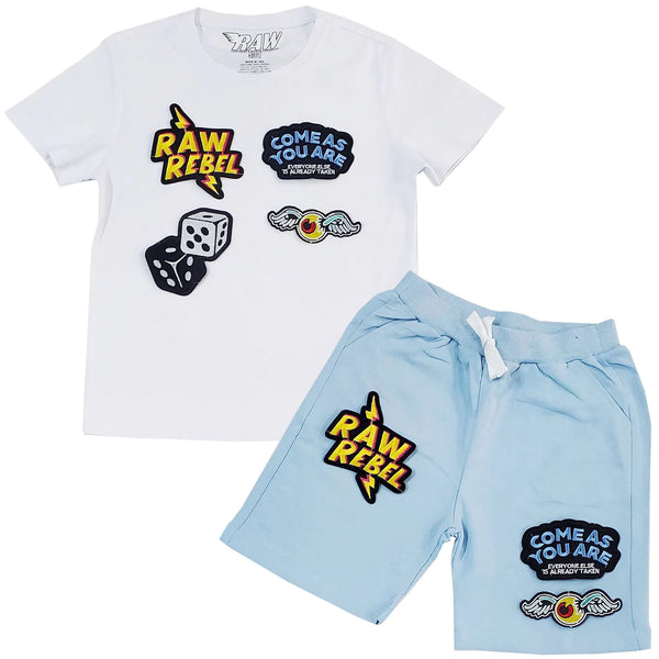 Kids Raw Collage Patch Short Set