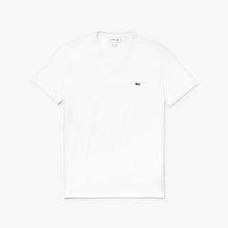 Lacoste V-Neck Pima Cotton Tee In White