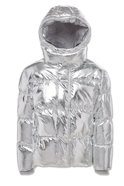 Jordan Craig Puffer Hooded Silver Kids Jacket