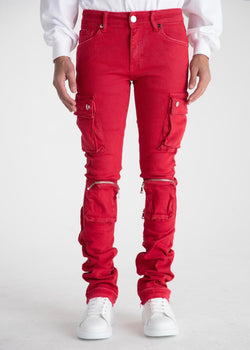 Pheelings “Never Look Back” Red Cargo Stacked Jeans