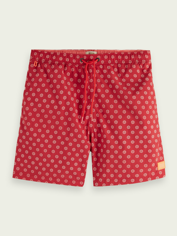 Scotch&Soda Mid Length Print Swim Shorts In Red (166839)